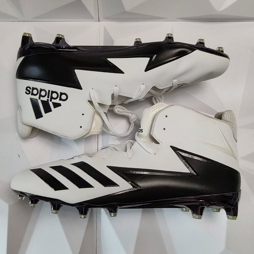 Adidas Mens Football Cleats 17 White Black Shoe Lacrosse High Molded Athletic - Picture 2 of 12